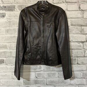 Brody Y2K Leather Moto Bomber Biker Jacket Women's Small Black Motorcycle Retro
